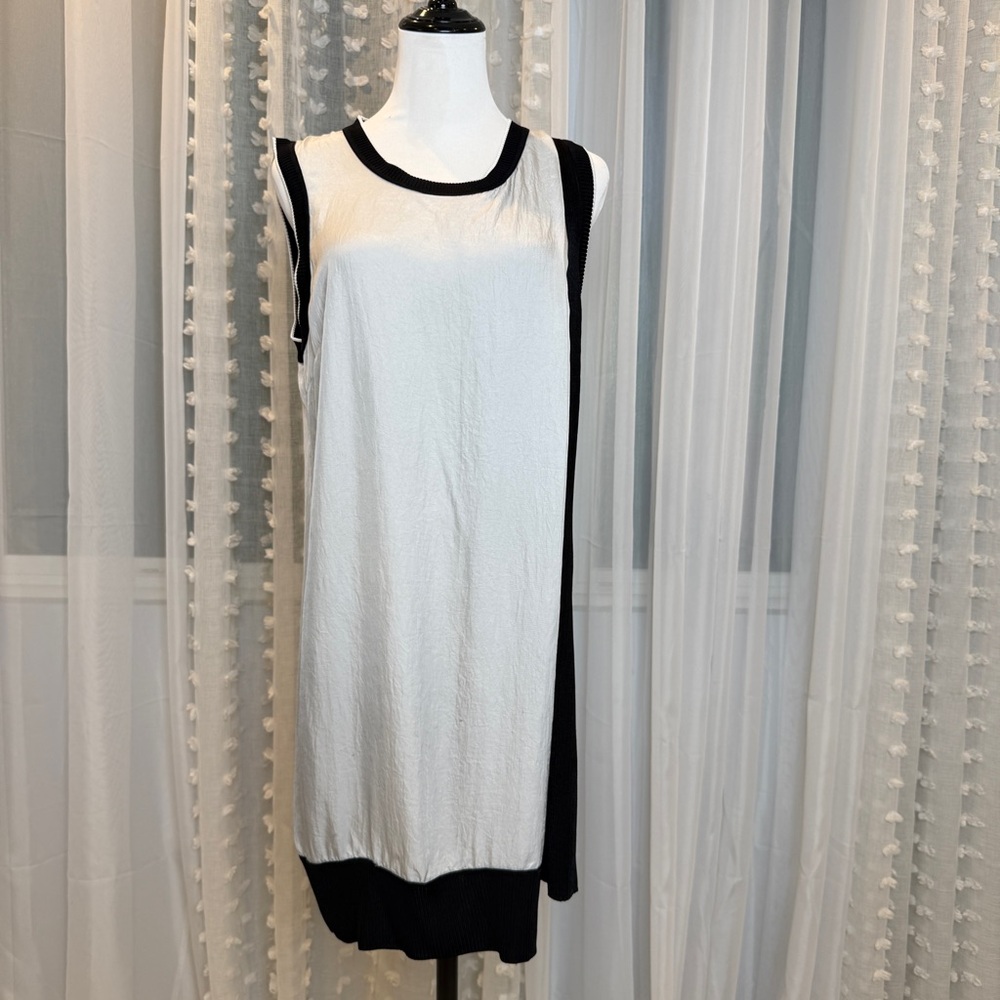 rag & bone Black & White Sleeveless Colorblock Shift Mini Dress
